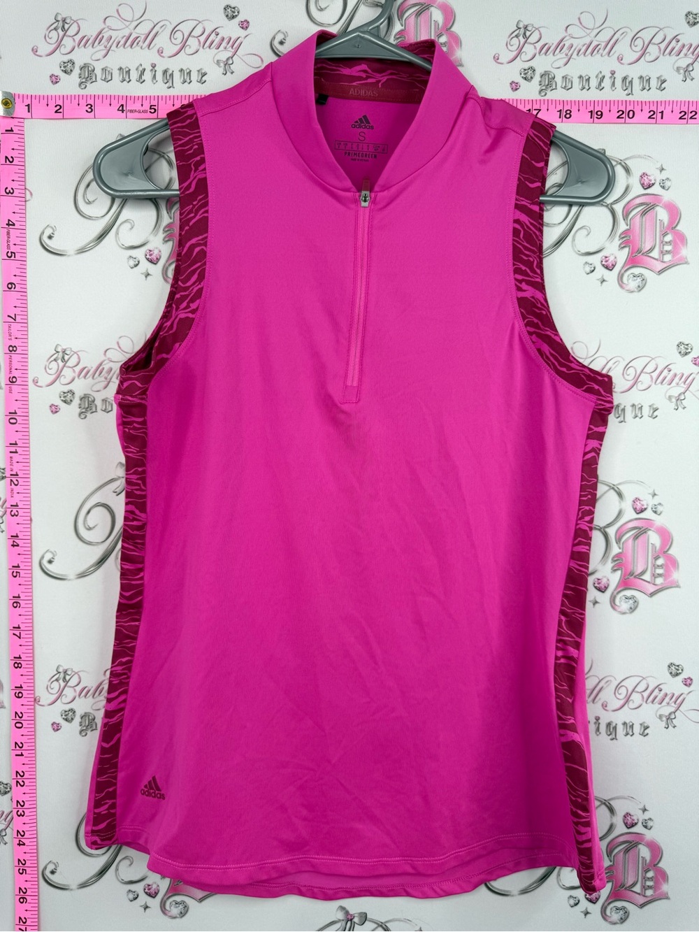 adidas Bright Pink Sleeveless Golf Tank Patterned Dark Pink Panels primegreen